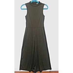 YADO Womens Jumpsuit WIDE LEG palazzo S/M sleeveless Olive green high neck EUC